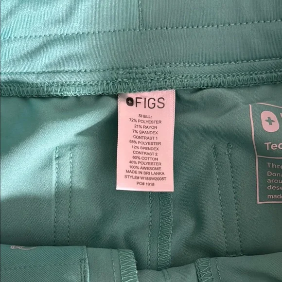 FIGS Jogger Scrub Pants -Teal with Navy Blue Drawstring - Picture 4 of 6